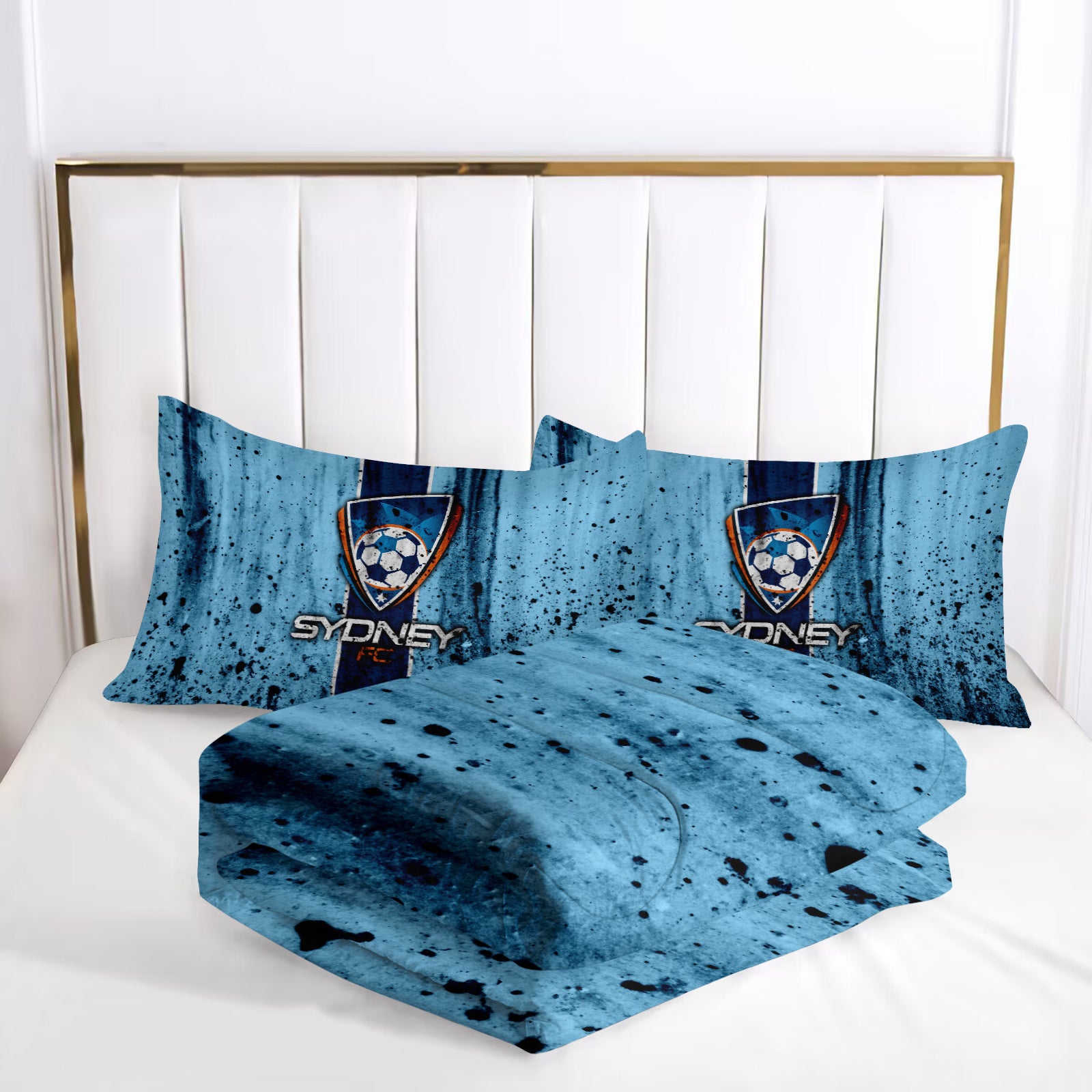 Sydney FC  Soccer Comforter Pillowcase Sets Blanket All Season Reversible Quilted Duvet