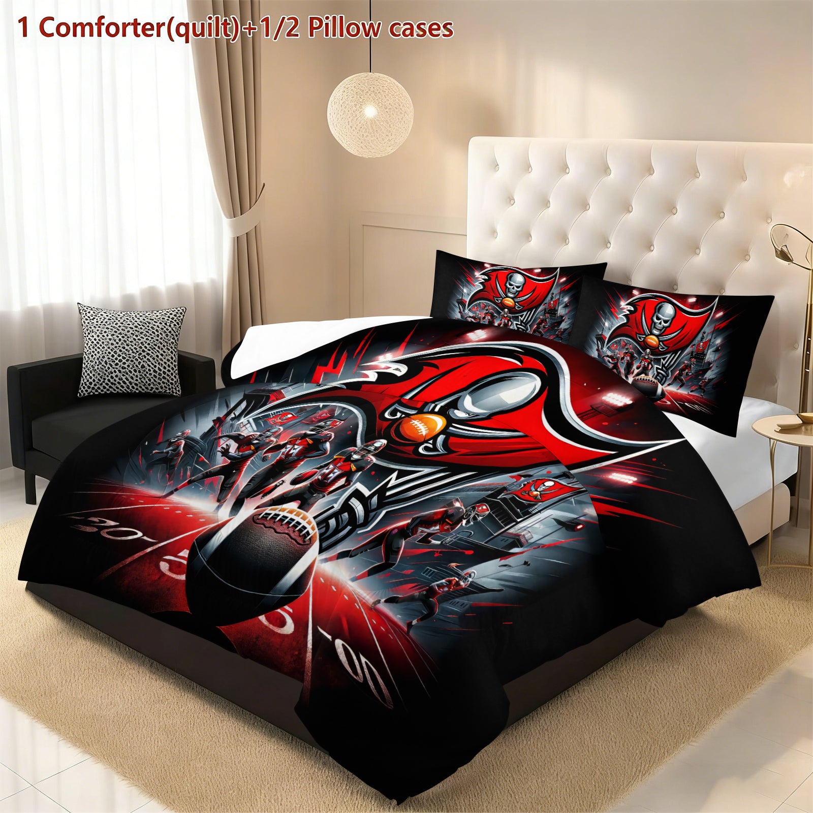 Tampa Bay Buccaneers Comforter Pillowcase Sets Blanket All Season Reversible Quilted Duvet