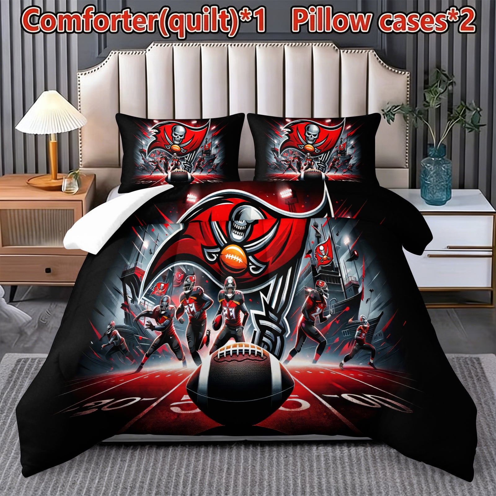 Tampa Bay Buccaneers Comforter Pillowcase Sets Blanket All Season Reversible Quilted Duvet