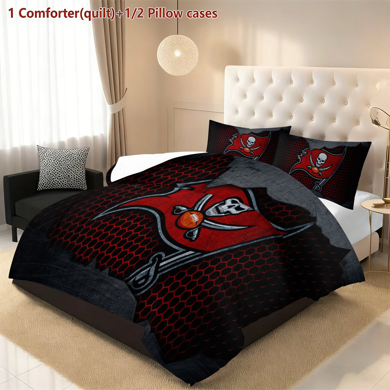 Tampa Bay Buccaneers Comforter Pillowcase Sets Blanket All Season Reversible Quilted Duvet