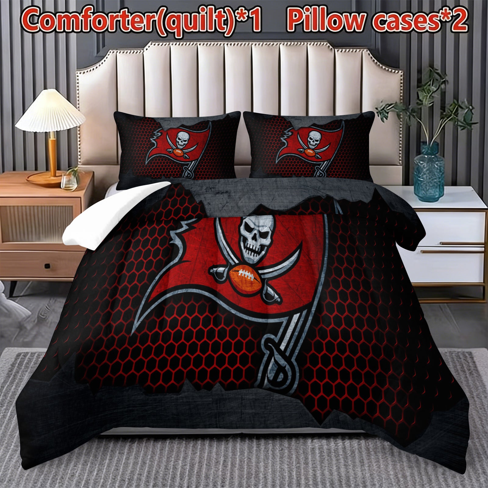 Tampa Bay Buccaneers Comforter Pillowcase Sets Blanket All Season Reversible Quilted Duvet