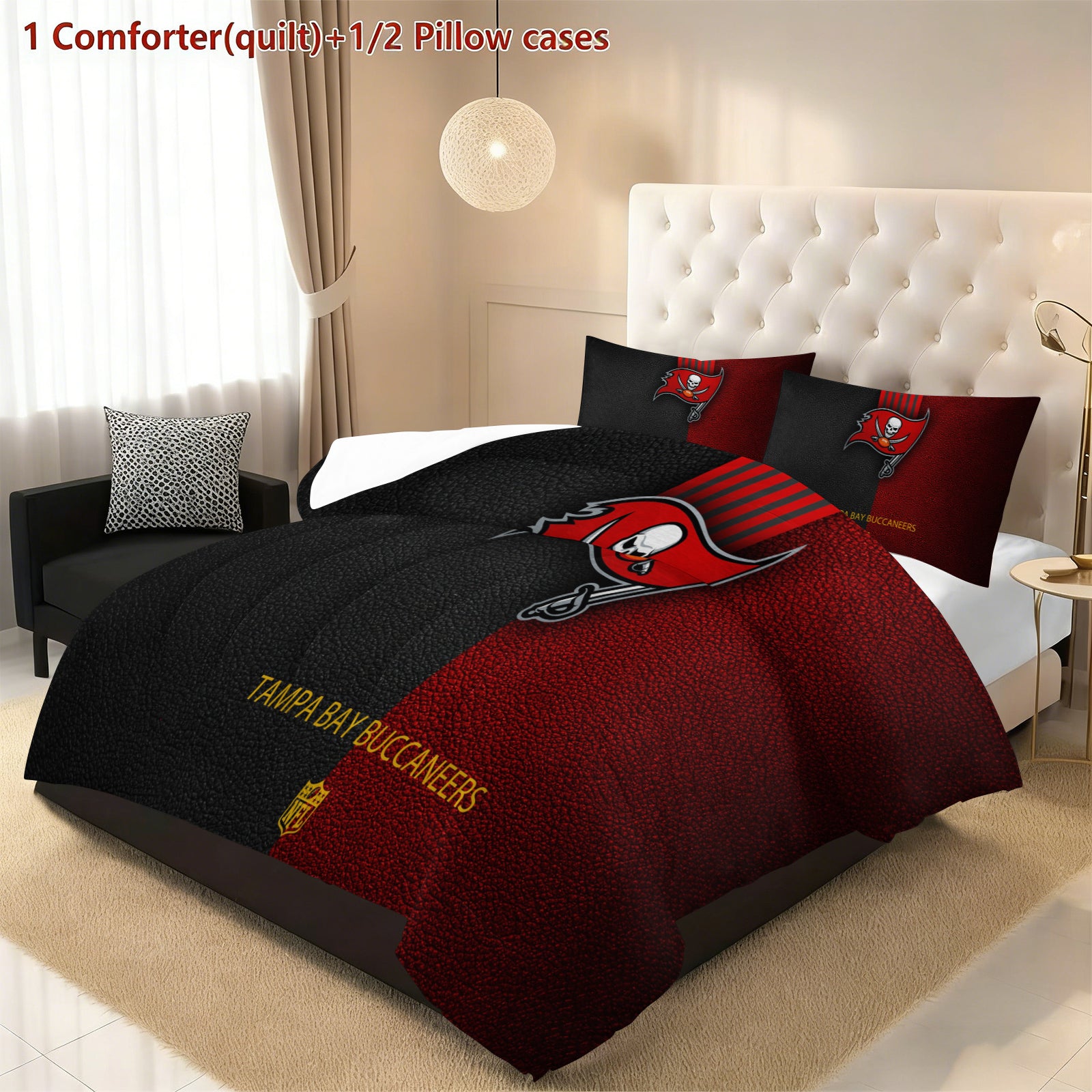 Tampa Bay Buccaneers Comforter Pillowcase Sets Blanket All Season Reversible Quilted Duvet