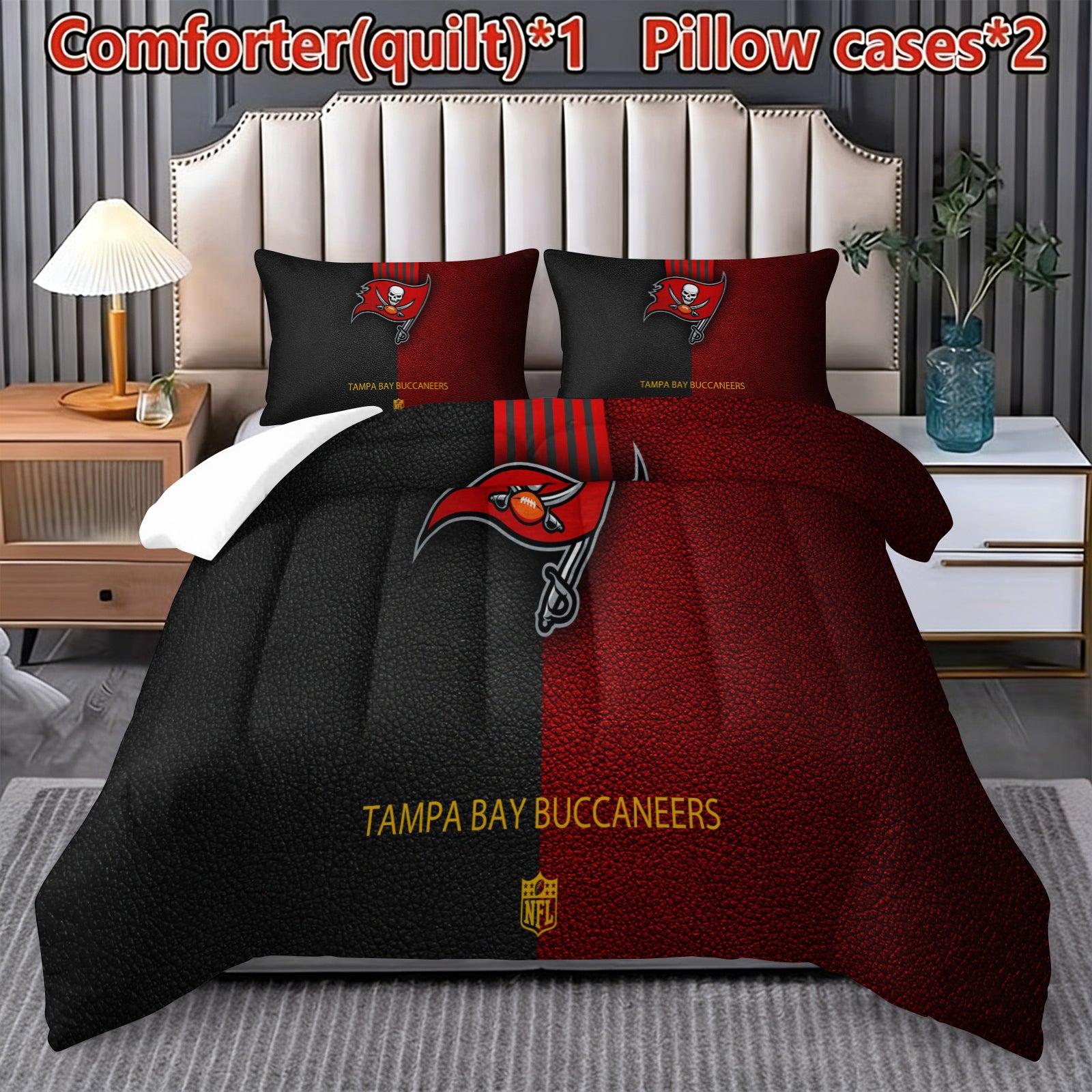 Tampa Bay Buccaneers Comforter Pillowcase Sets Blanket All Season Reversible Quilted Duvet