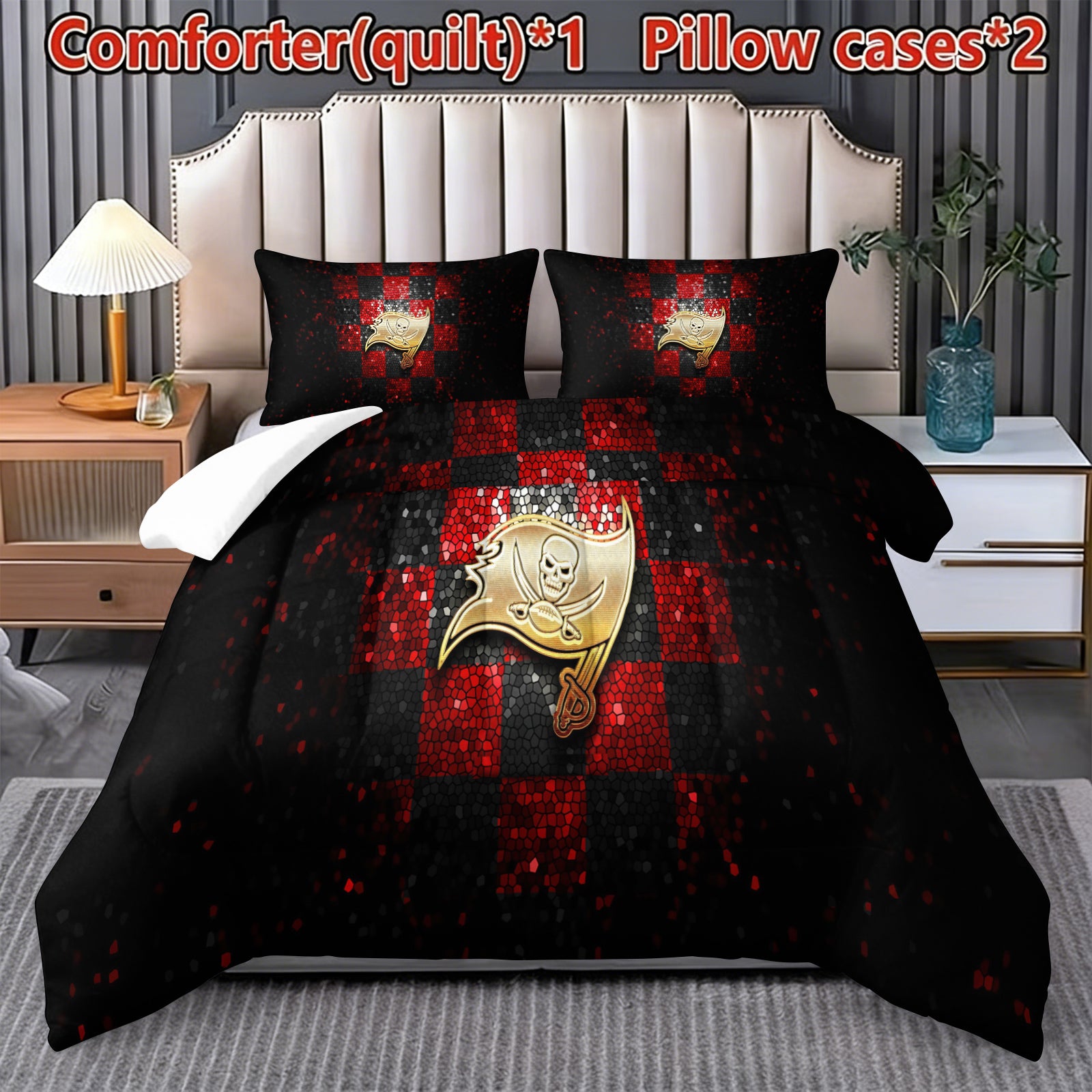 Tampa Bay Buccaneers Comforter Pillowcase Sets Blanket All Season Reversible Quilted Duvet