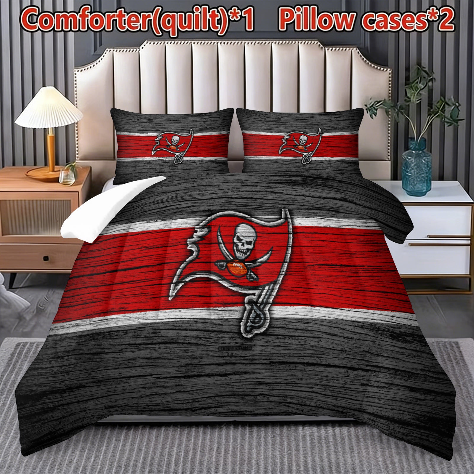 Tampa Bay Buccaneers Comforter Pillowcase Sets Blanket All Season Reversible Quilted Duvet