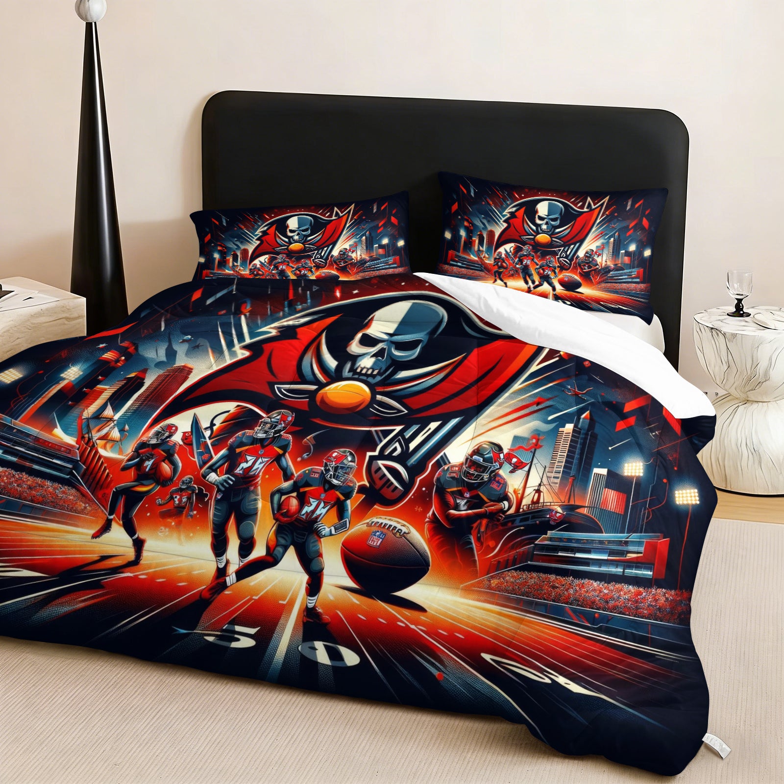 Tampa Bay Buccaneers Comforter Pillowcase Sets Blanket All Season Reversible Quilted Duvet