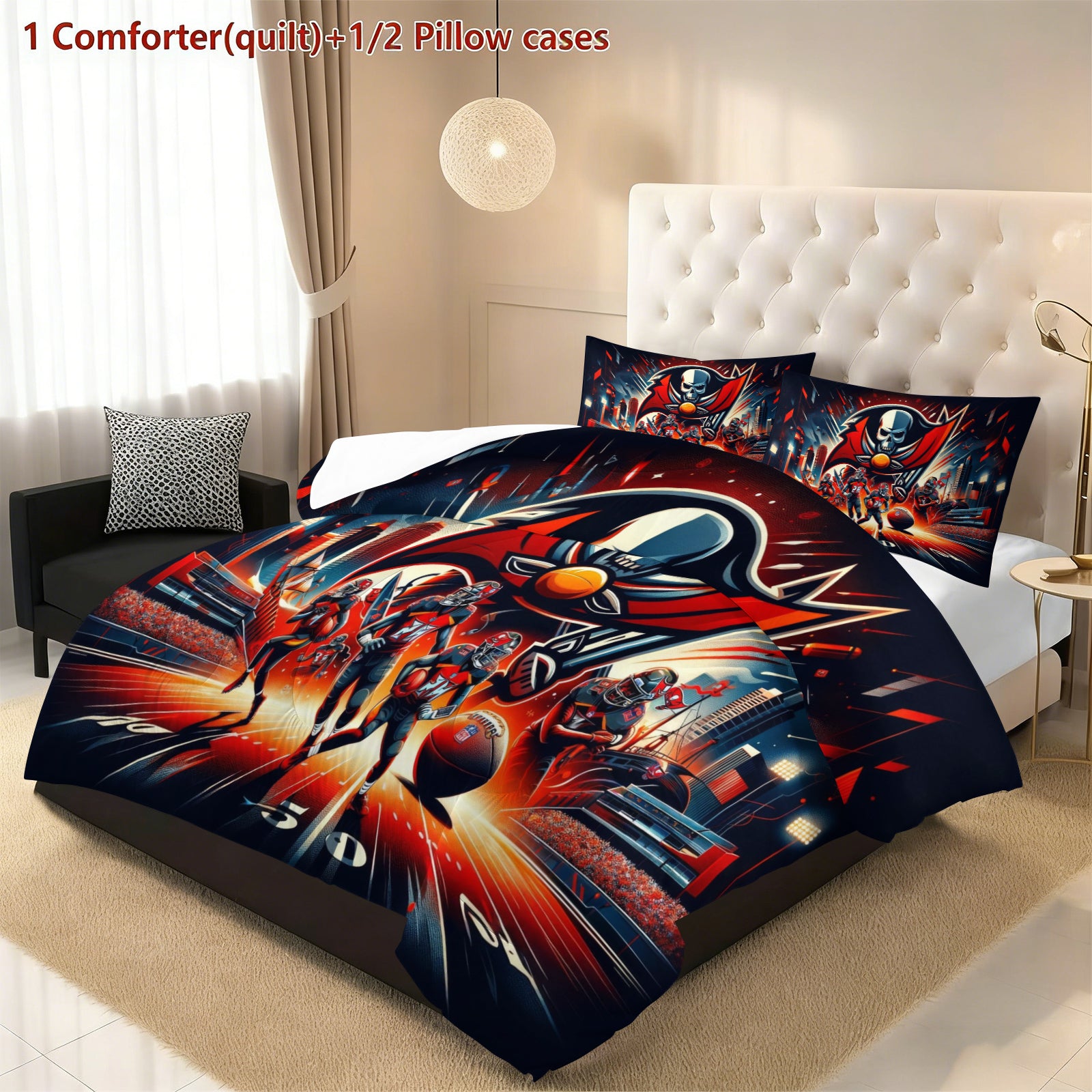 Tampa Bay Buccaneers Comforter Pillowcase Sets Blanket All Season Reversible Quilted Duvet