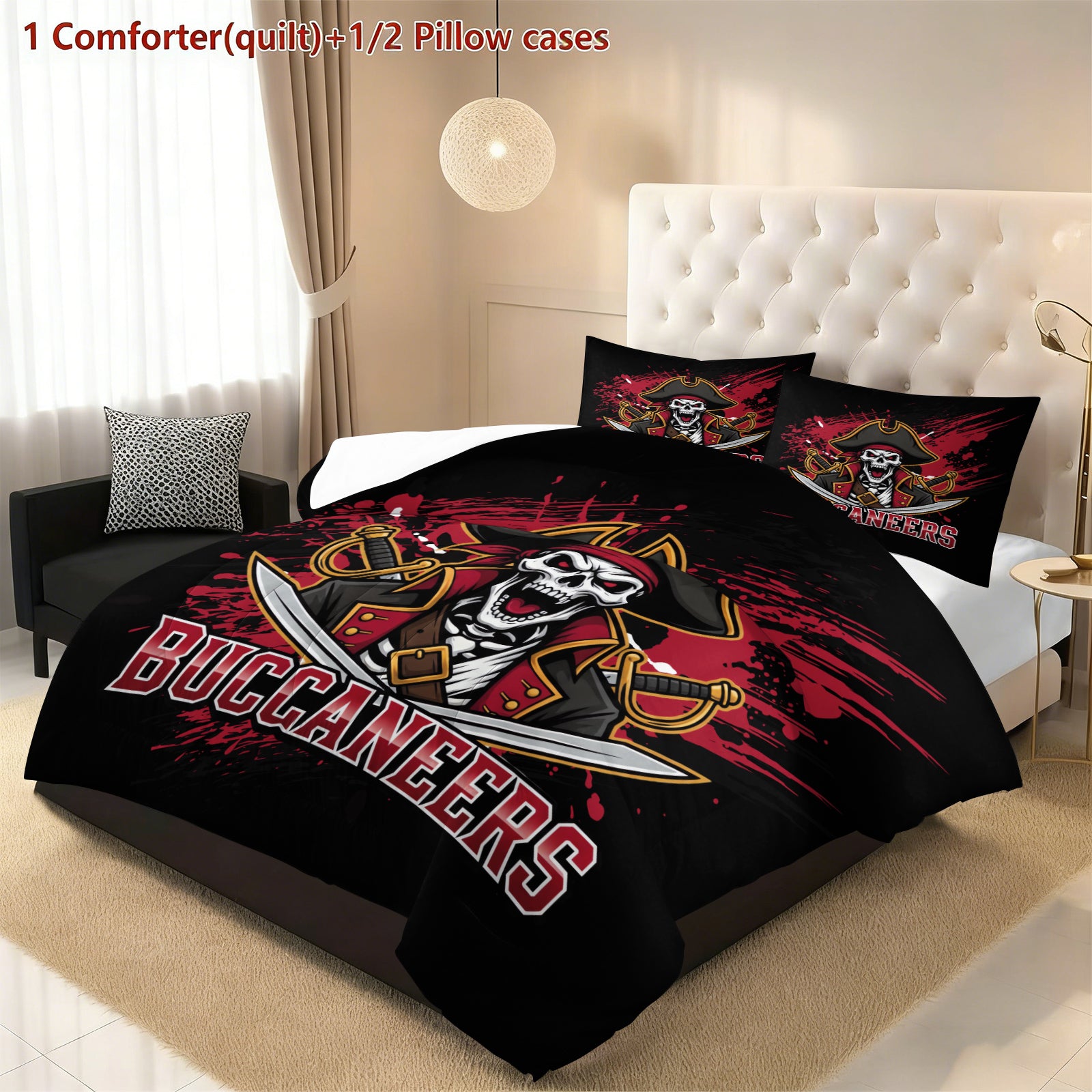 Tampa Bay Buccaneers Comforter Pillowcase Sets Blanket All Season Reversible Quilted Duvet