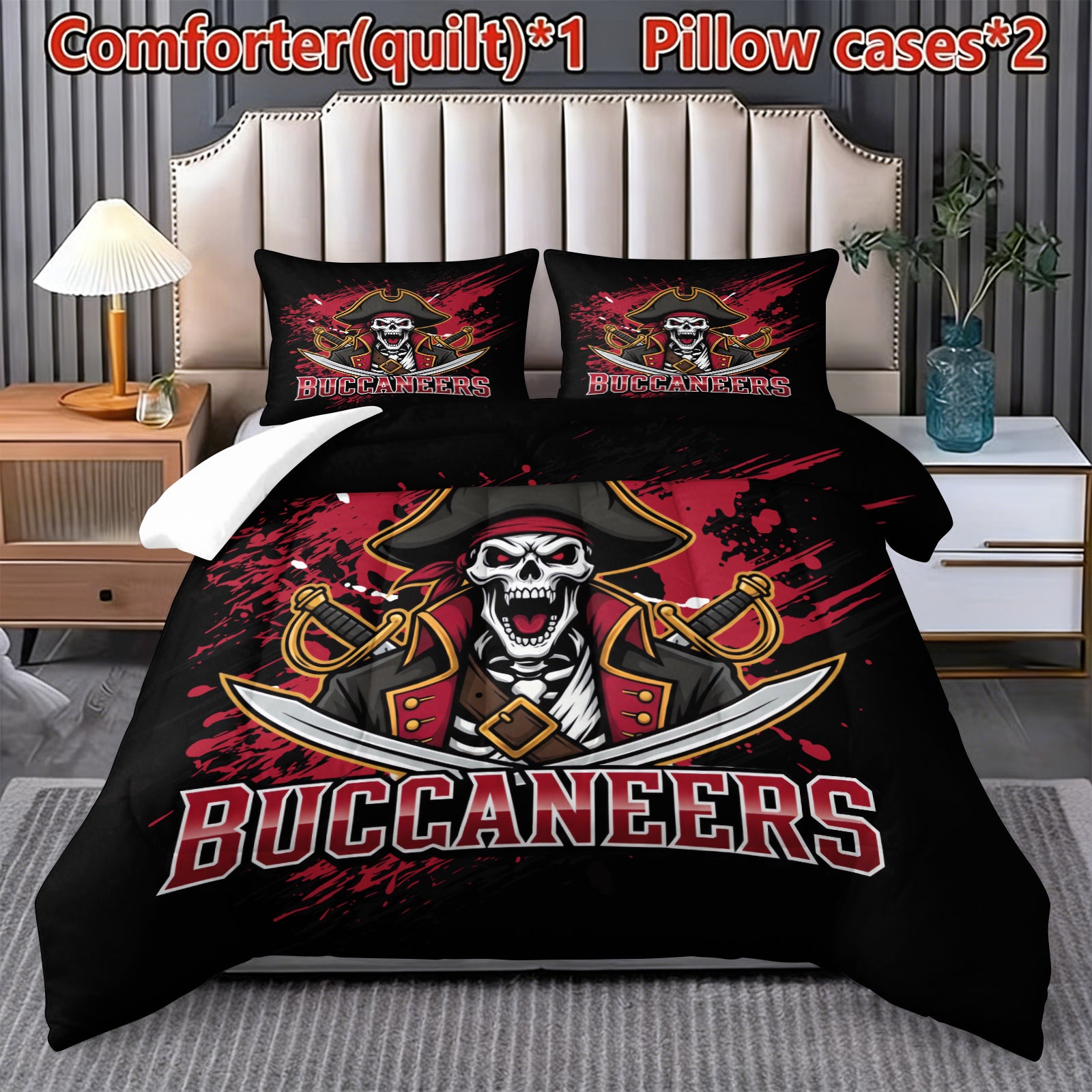 Tampa Bay Buccaneers Comforter Pillowcase Sets Blanket All Season Reversible Quilted Duvet