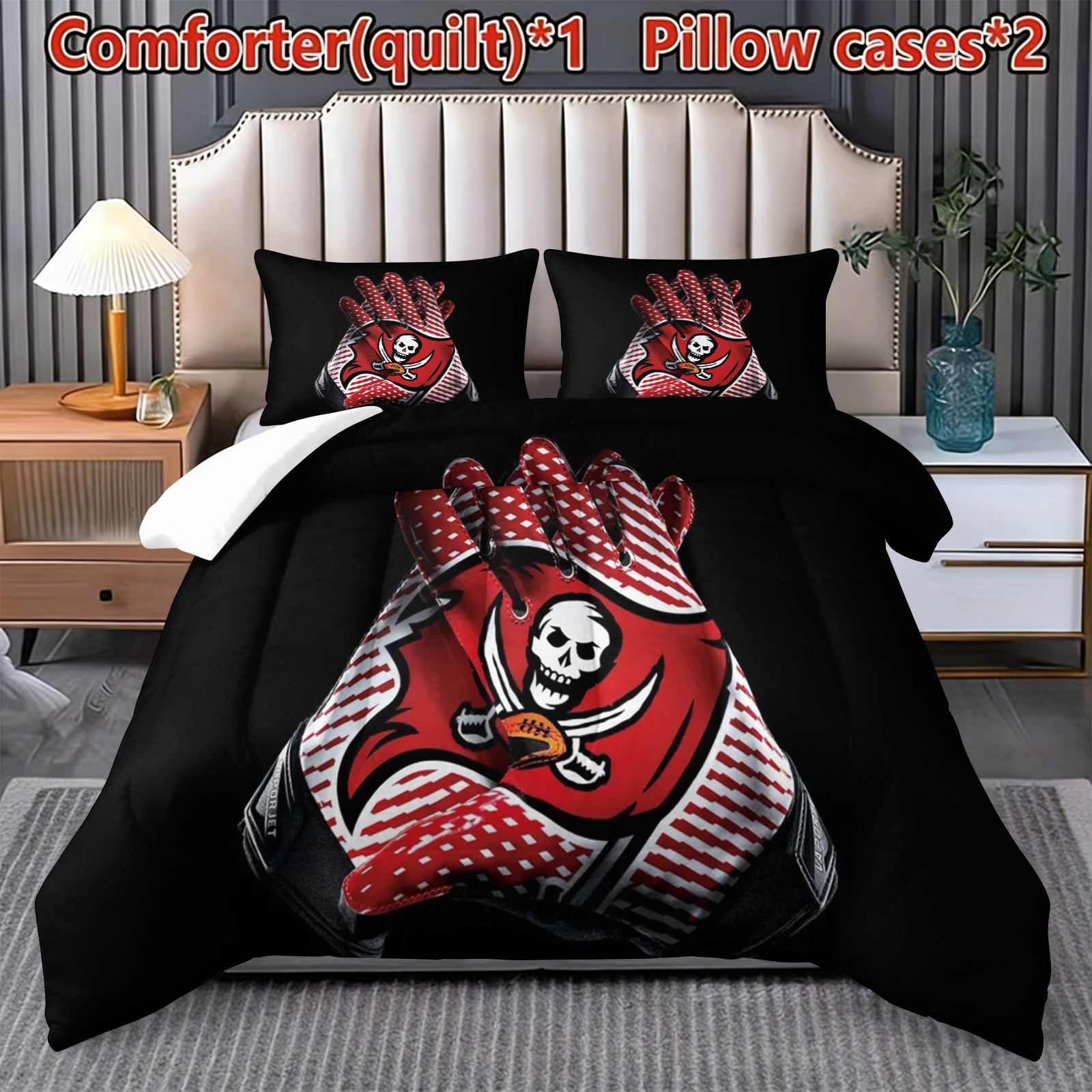 Tampa Bay Buccaneers Comforter Pillowcase Sets Blanket All Season Reversible Quilted Duvet