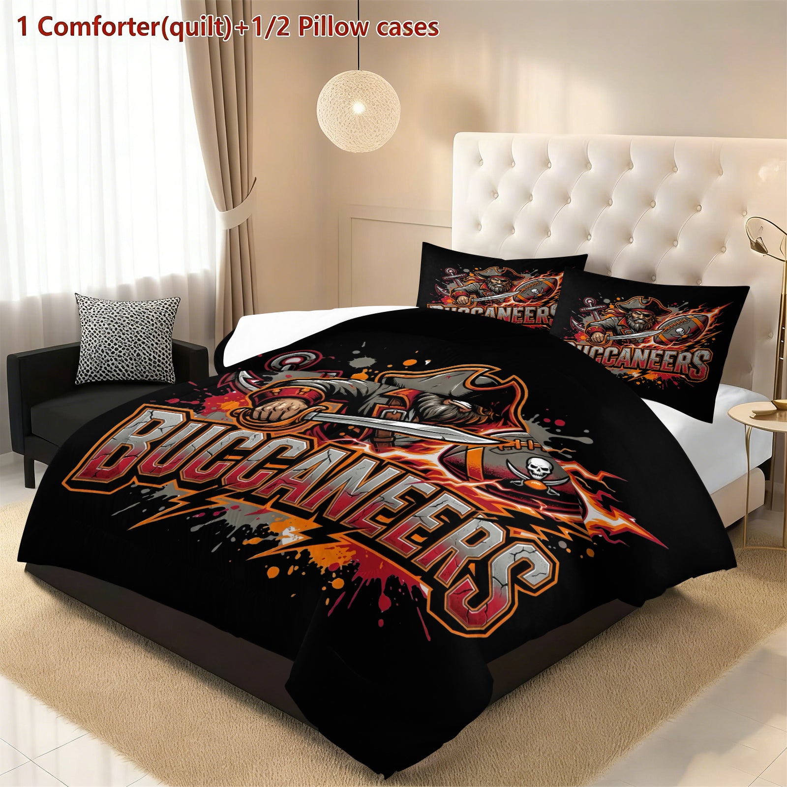Tampa Bay Buccaneers Comforter Pillowcase Sets Blanket All Season Reversible Quilted Duvet