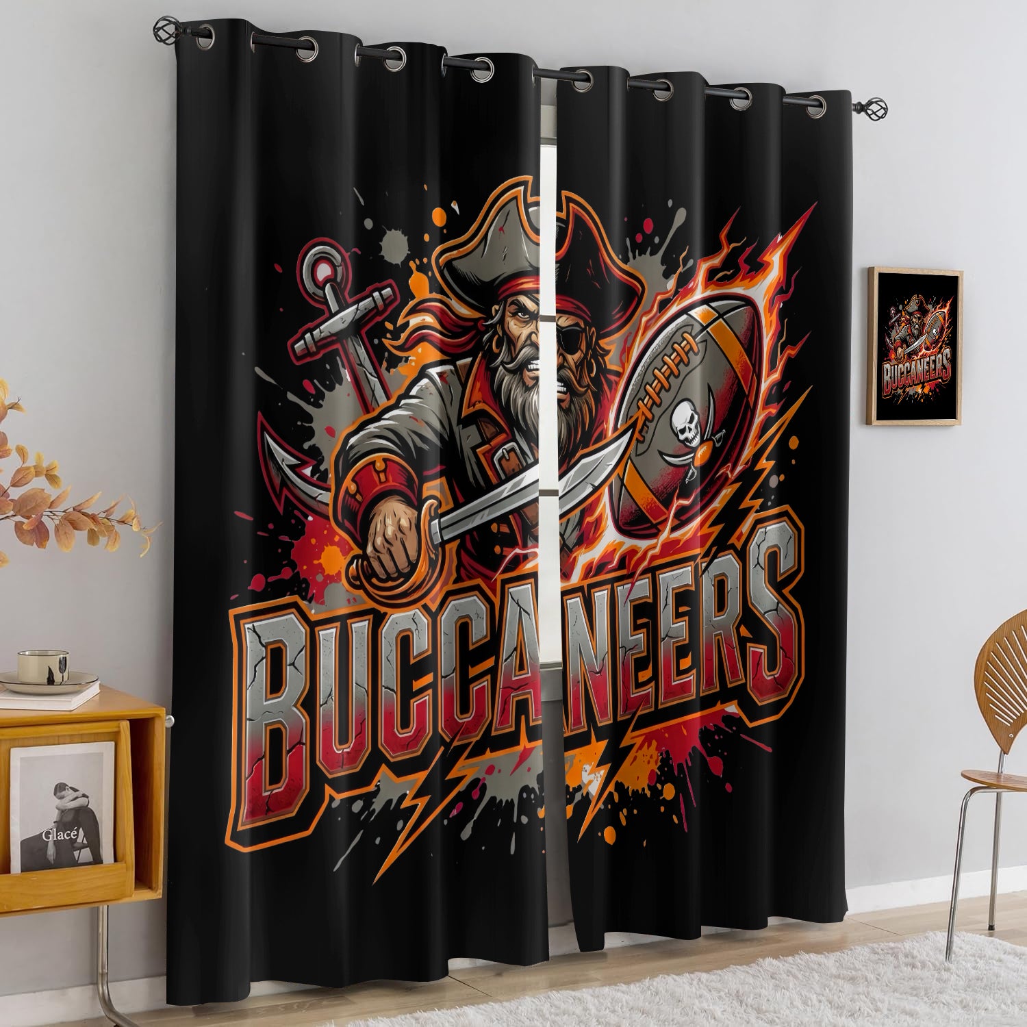 Tampa Bay Buccaneers Blackout Curtains Drapes For Window Treatment Set