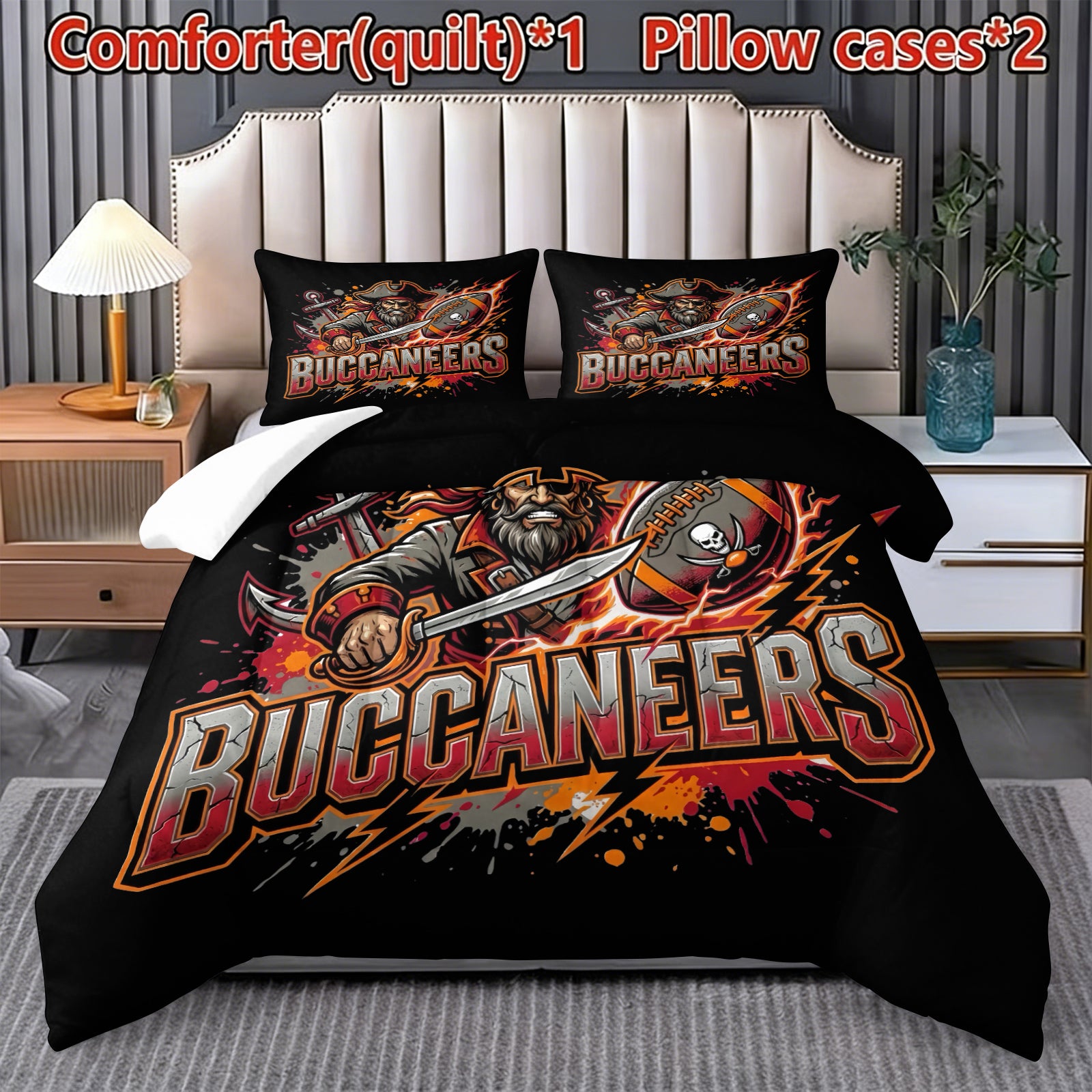 Tampa Bay Buccaneers Comforter Pillowcase Sets Blanket All Season Reversible Quilted Duvet
