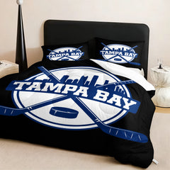 Tampa Bay Lightning Hockey League Comforter Pillowcase Sets Blanket All Season Reversible Quilted Duvet