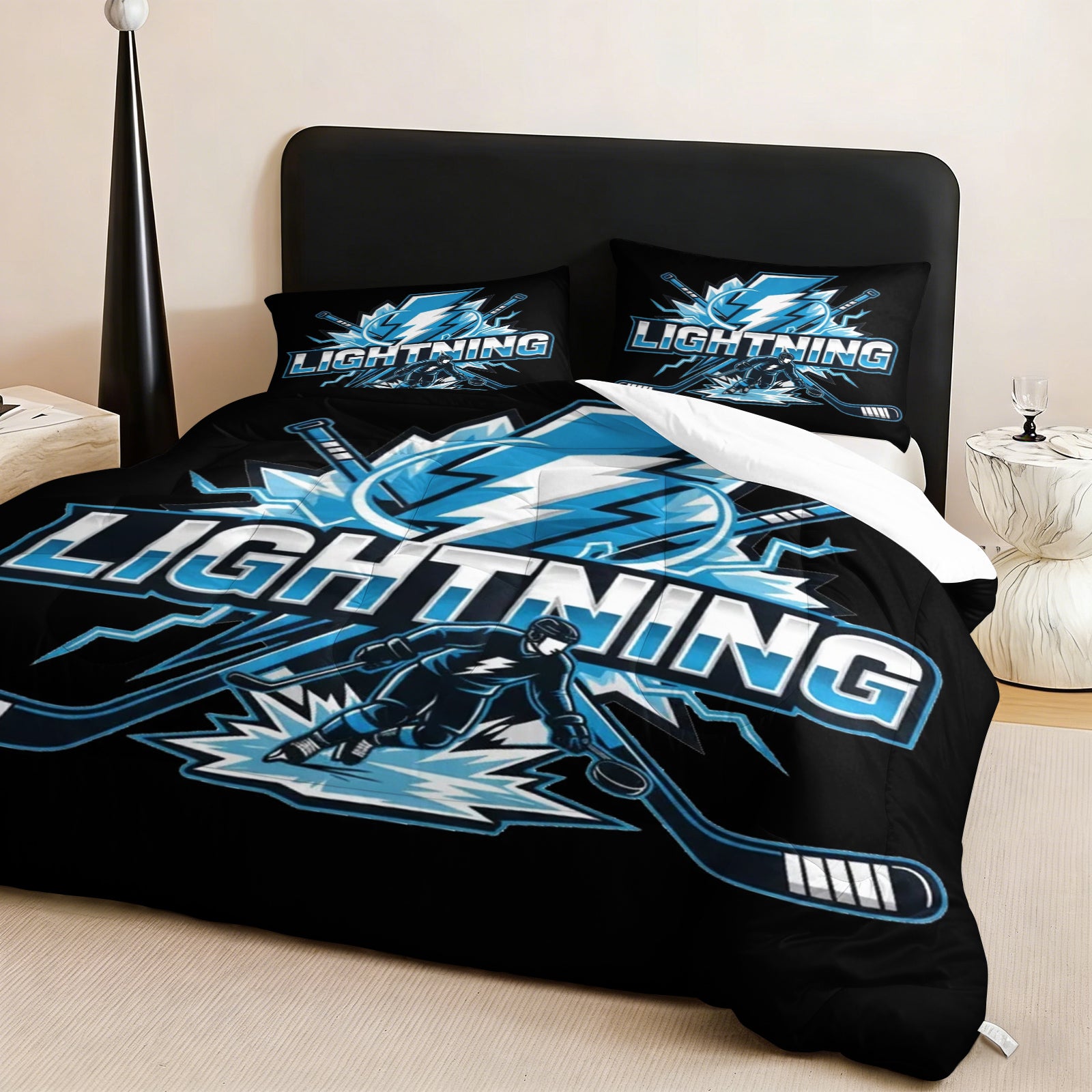 Tampa Bay Lightning Hockey League Comforter Pillowcase Sets Blanket All Season Reversible Quilted Duvet