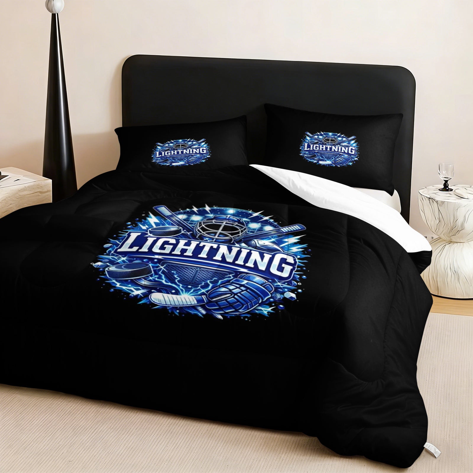 Tampa Bay Lightning Hockey League Comforter Pillowcase Sets Blanket All Season Reversible Quilted Duvet