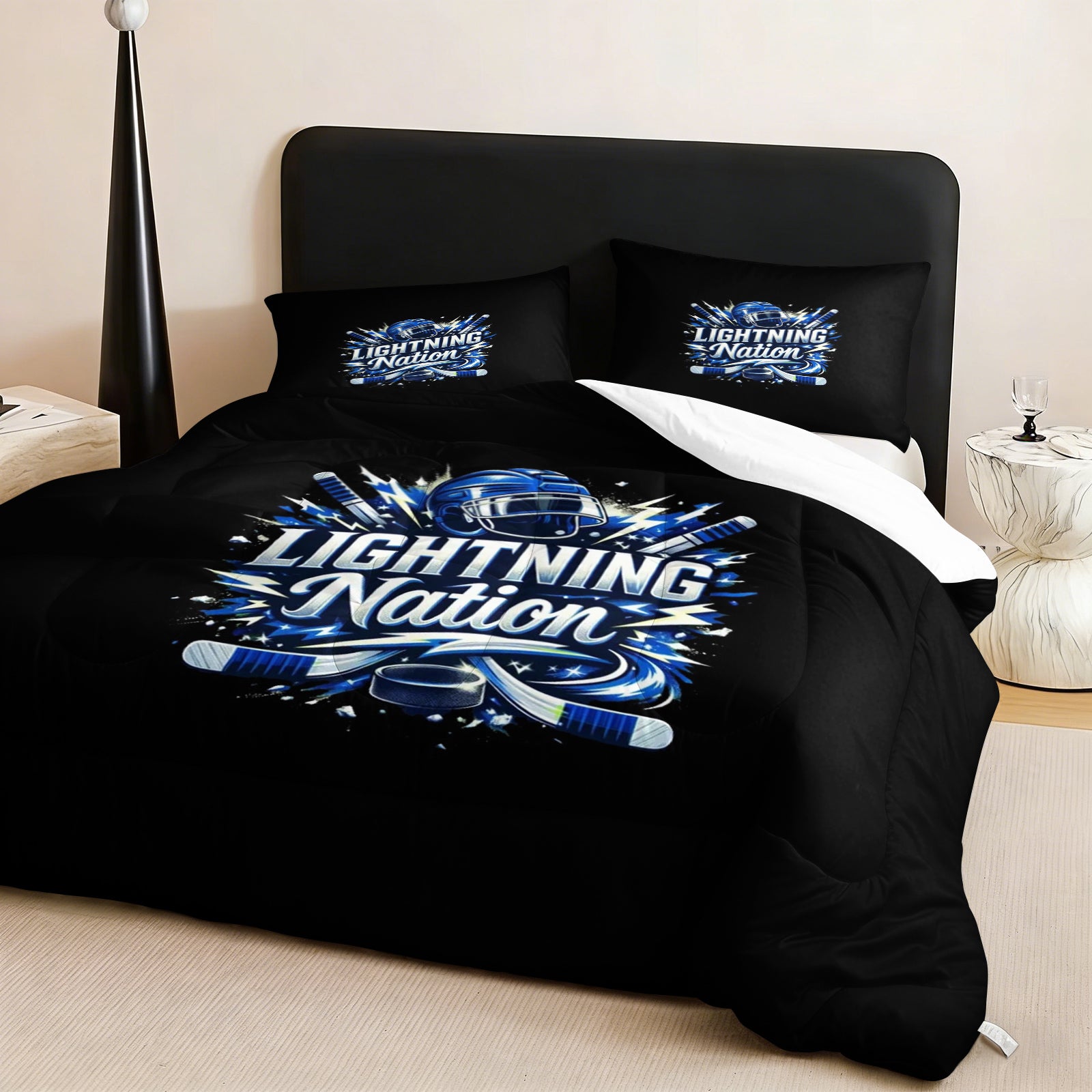 Tampa Bay Lightning Hockey League Comforter Pillowcase Sets Blanket All Season Reversible Quilted Duvet