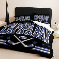 Tampa Bay Lightning Hockey League Comforter Pillowcase Sets Blanket All Season Reversible Quilted Duvet