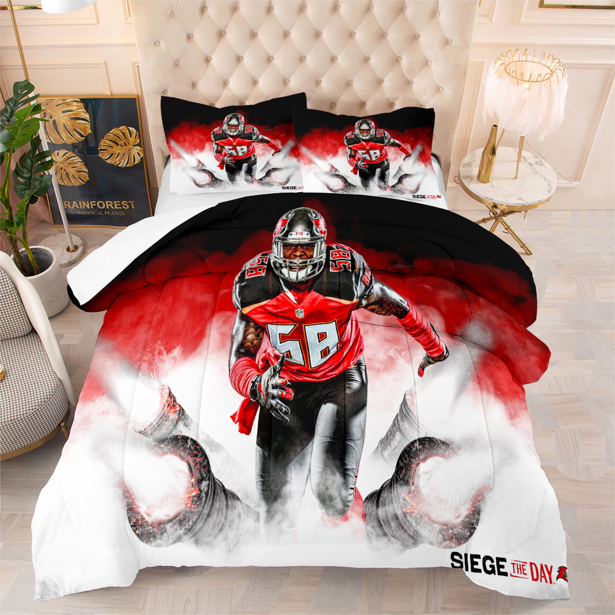 Tampa Bay Buccaneers Football Team Comforter Pillowcase Sets Blanket All Season Reversible Quilted Duvet