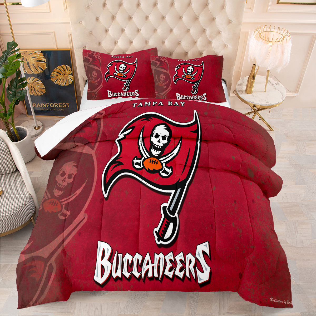 Tampa Bay Buccaneers Football Team Comforter Pillowcase Sets Blanket All Season Reversible Quilted Duvet