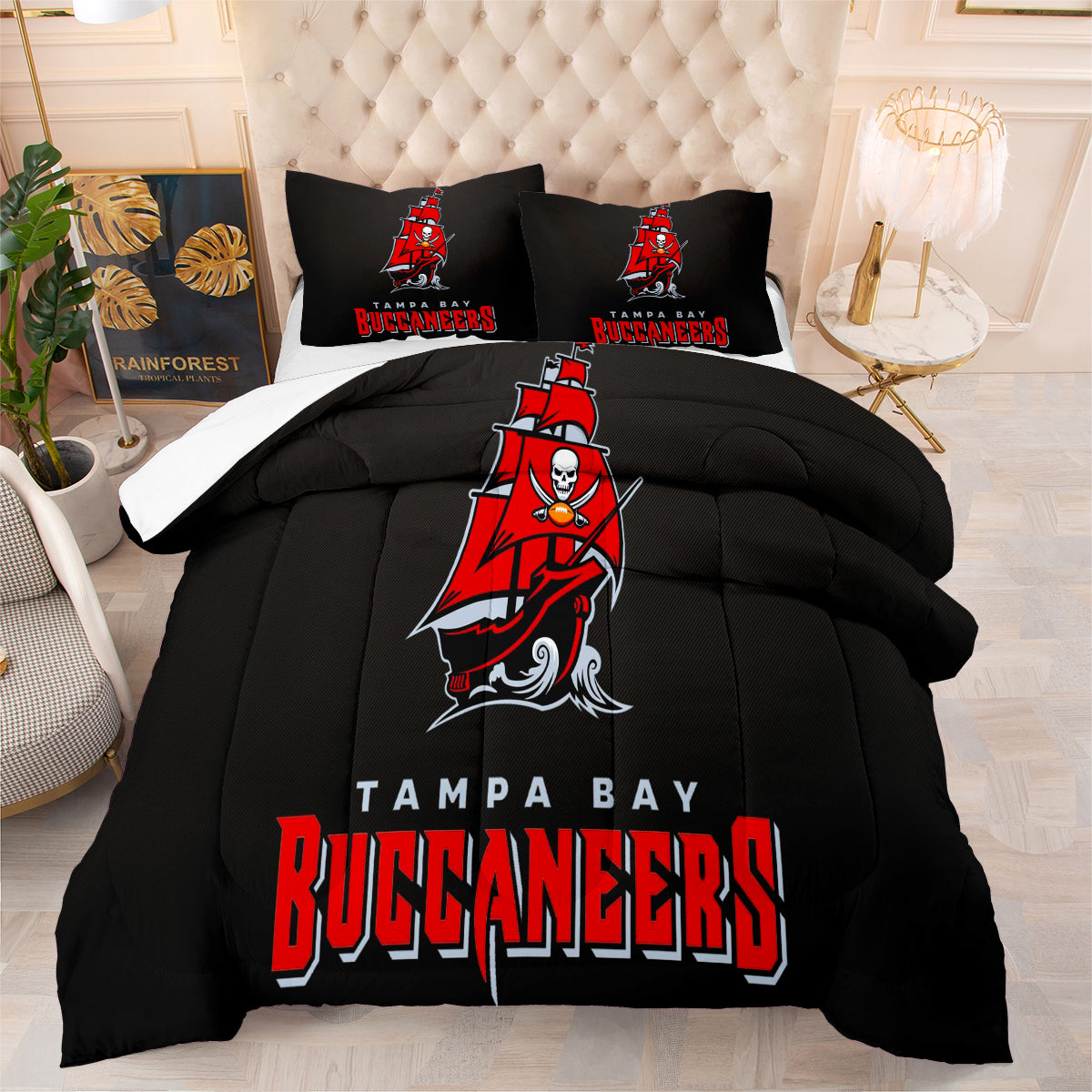 Tampa Bay Buccaneers Football Team Comforter Pillowcase Sets Blanket All Season Reversible Quilted Duvet