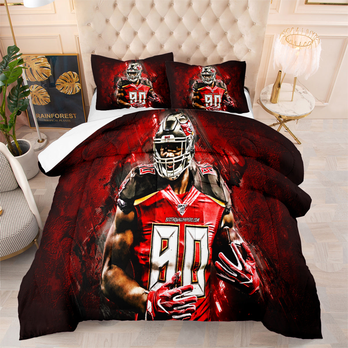 Tampa Bay Buccaneers Football Team Comforter Pillowcase Sets Blanket All Season Reversible Quilted Duvet