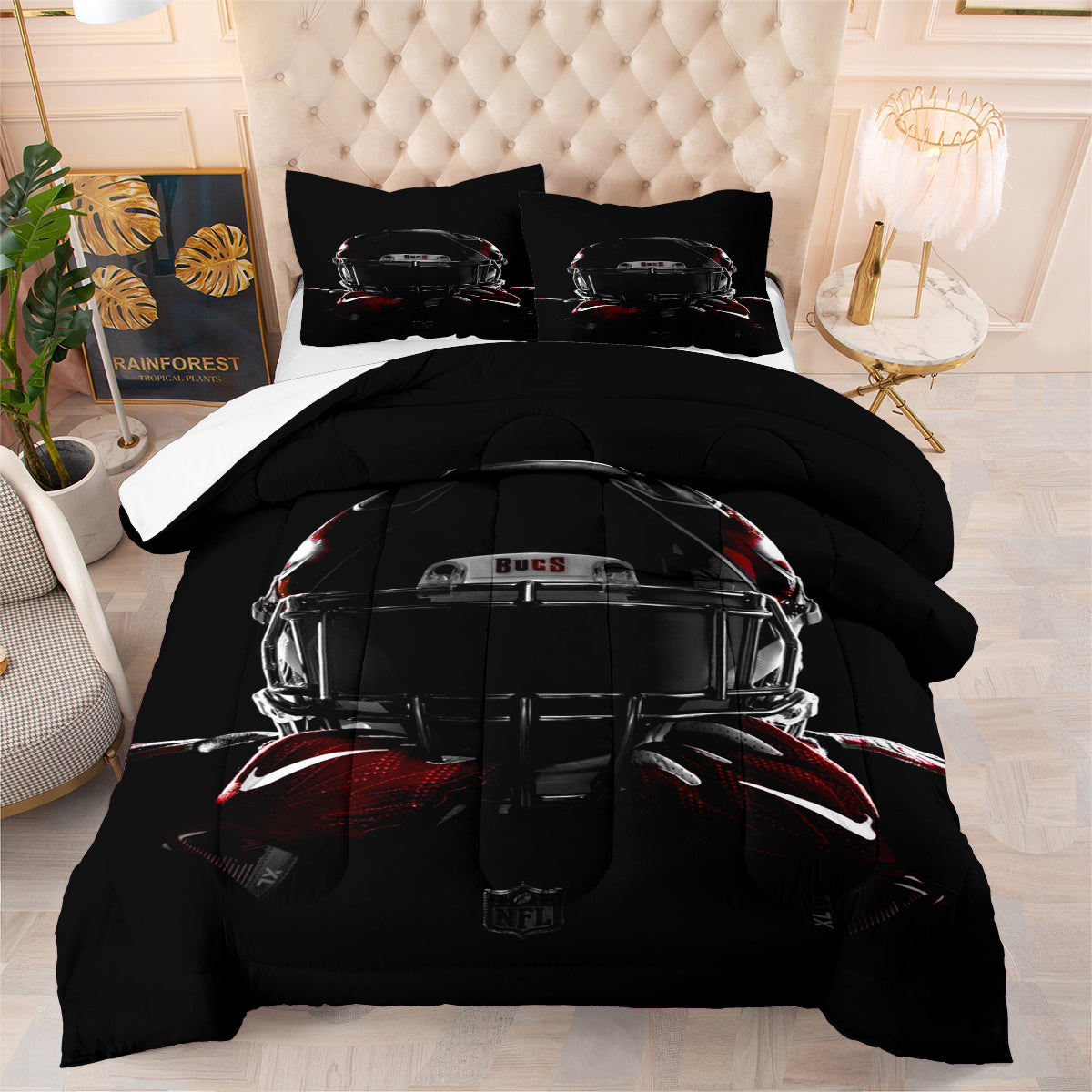 Tampa Bay Buccaneers Football Team Comforter Pillowcase Sets Blanket All Season Reversible Quilted Duvet