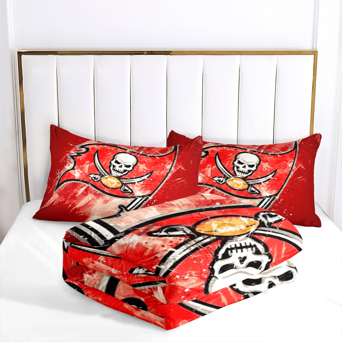 Tampa Bay Buccaneers Football Team Comforter Pillowcase Sets Blanket All Season Reversible Quilted Duvet