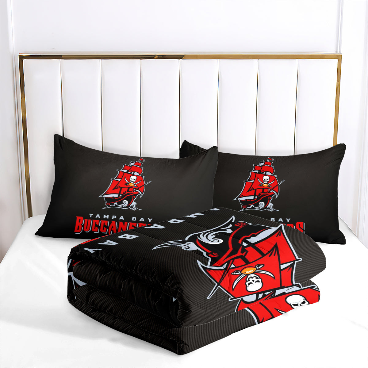 Tampa Bay Buccaneers Football Team Comforter Pillowcase Sets Blanket All Season Reversible Quilted Duvet