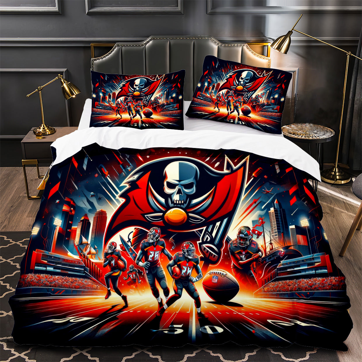 Tampa Bay Buccaneers Footbball Duvet Cover Quilt Case Pillowcase Bedding Set Without Filler