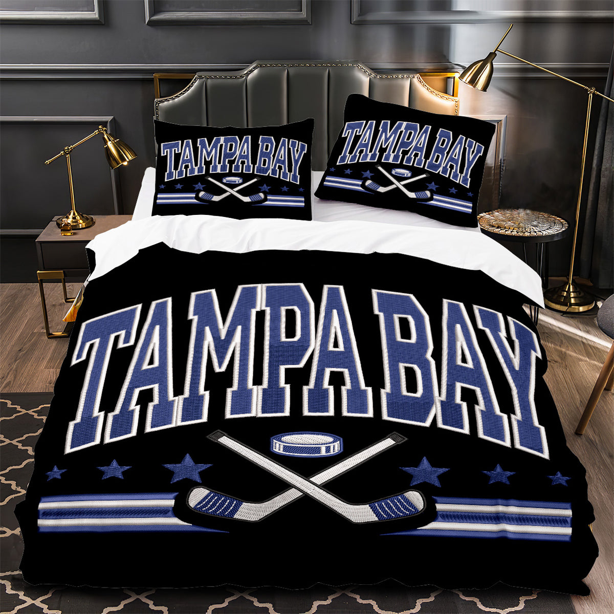 Tampa Bay Lightning Hockey Duvet Cover Quilt Case Pillowcase Bedding Set Without Filler