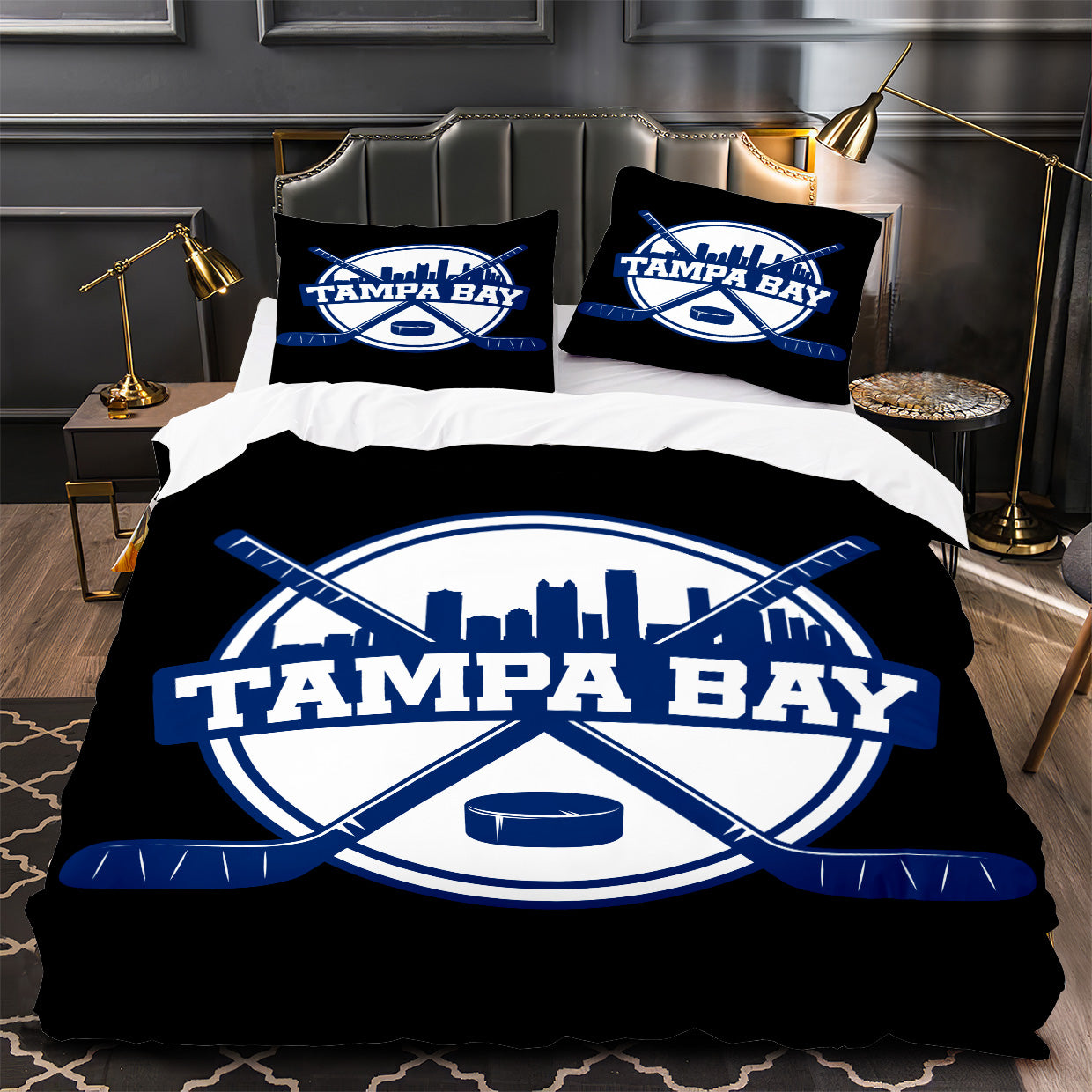 Tampa Bay Lightning Hockey Duvet Cover Quilt Case Pillowcase Bedding Set Without Filler