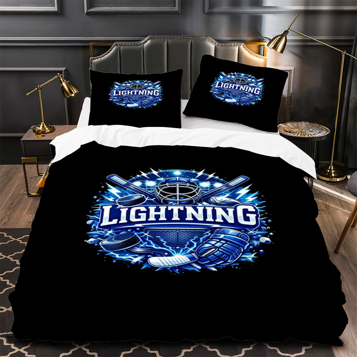 Tampa Bay Lightning Hockey Duvet Cover Quilt Case Pillowcase Bedding Set Without Filler