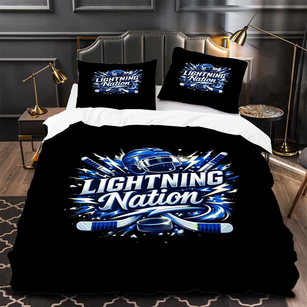 Tampa Bay Lightning Hockey Duvet Cover Quilt Case Pillowcase Bedding Set Without Filler