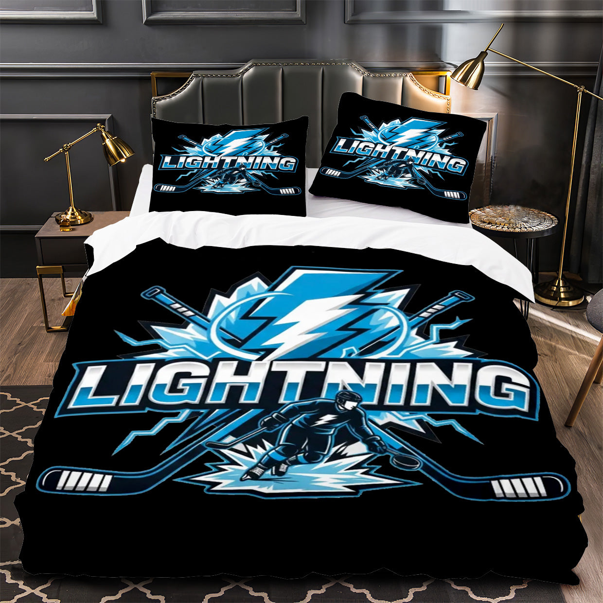 Tampa Bay Lightning Hockey Duvet Cover Quilt Case Pillowcase Bedding Set Without Filler