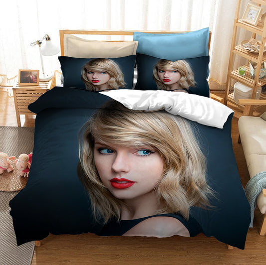 Taylor Swift Pattern Duvet Cover Quilt Cover Pillowcase Bedding Set 923