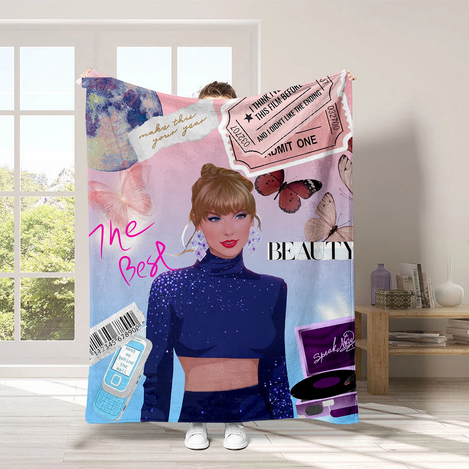 Taylor Swift 3D Printed Plush Blanket Flannel Fleece Throw