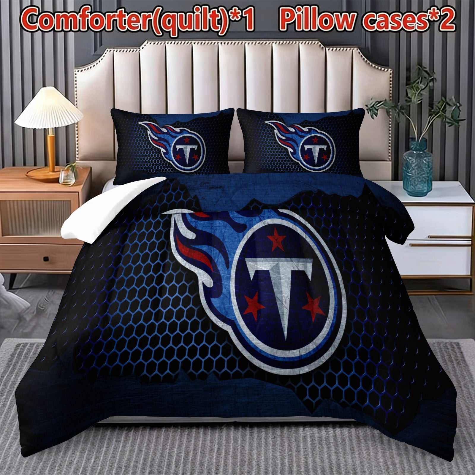 Tennessee Titans Comforter Pillowcase Sets Blanket All Season Reversible Quilted Duvet