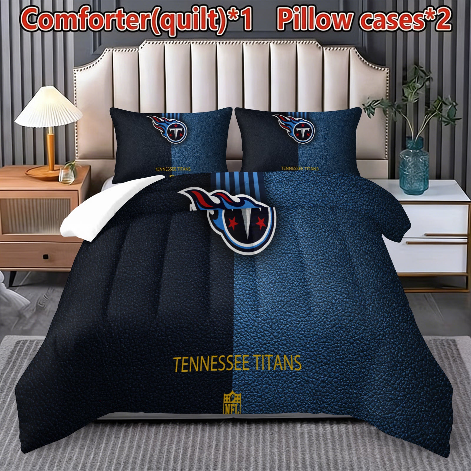 Tennessee Titans Comforter Pillowcase Sets Blanket All Season Reversible Quilted Duvet