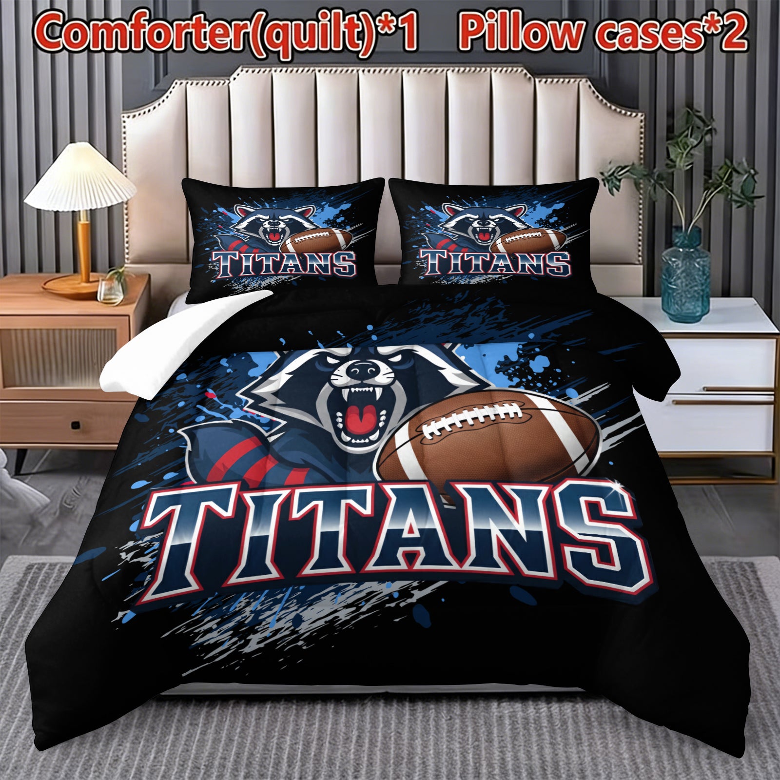 Tennessee Titans Comforter Pillowcase Sets Blanket All Season Reversible Quilted Duvet
