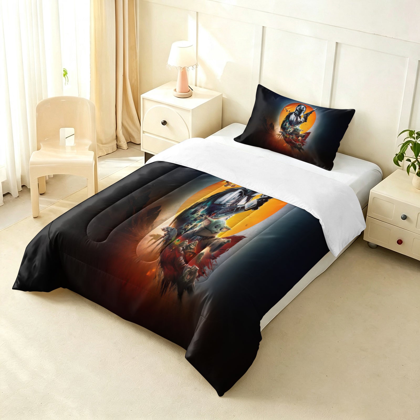 The Mandalorian And Grogu Comforter Pillowcase Sets Blanket All Season Reversible Quilted Duvet