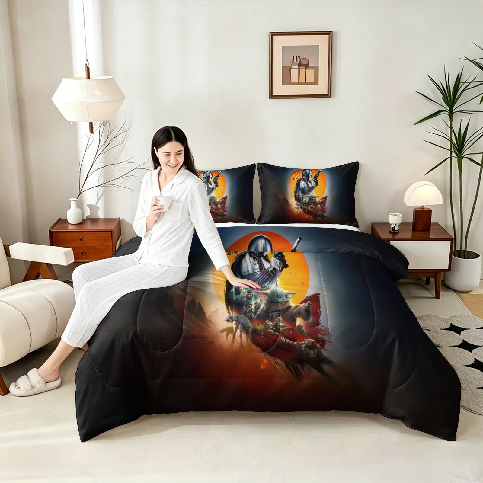 The Mandalorian And Grogu Comforter Pillowcase Sets Blanket All Season Reversible Quilted Duvet