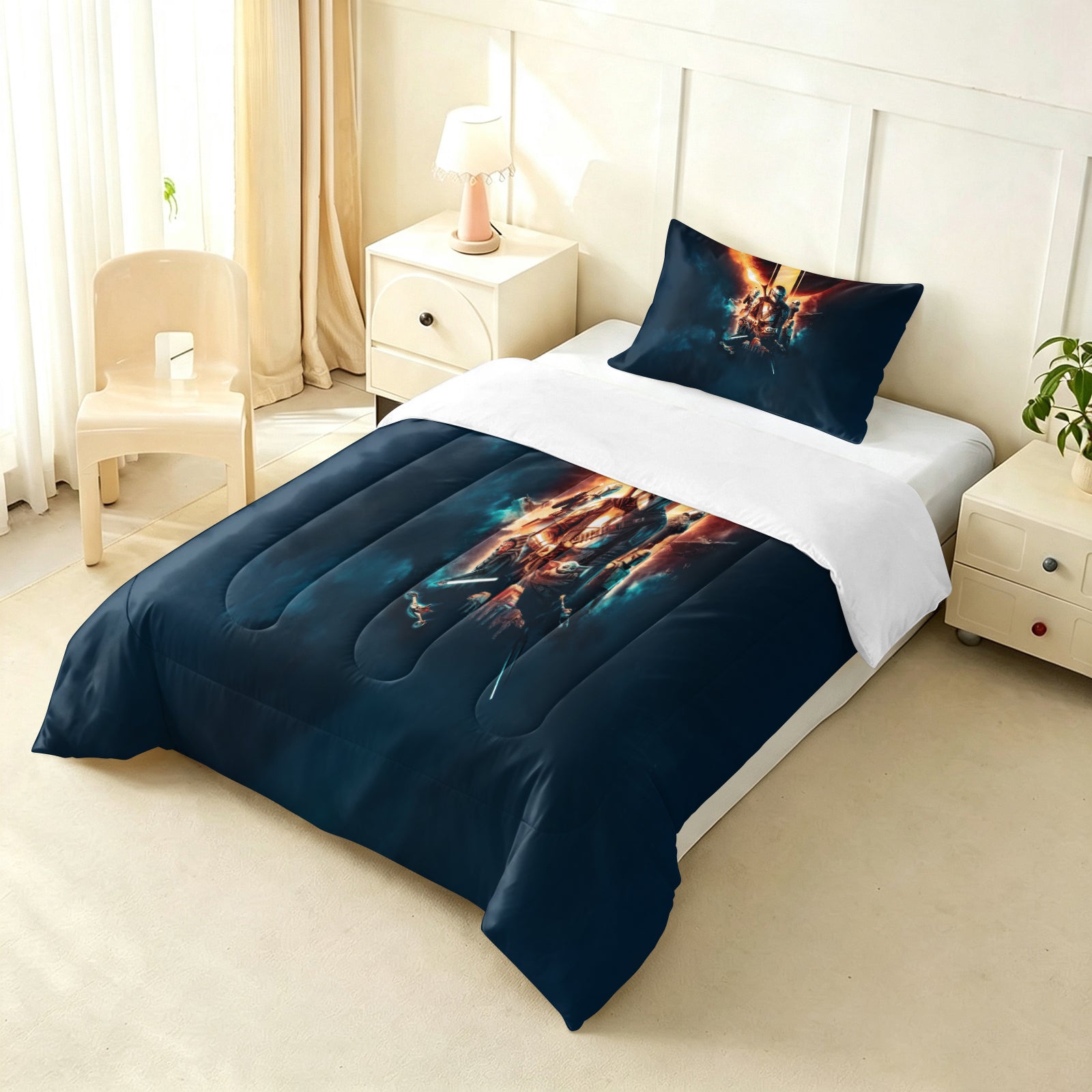 The Mandalorian And Grogu Comforter Pillowcase Sets Blanket All Season Reversible Quilted Duvet