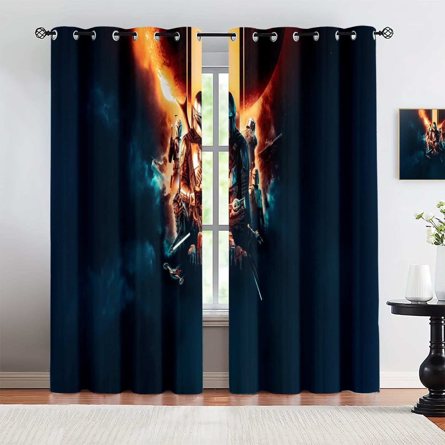 The Mandalorian And Grogu Blackout Curtains Drapes For Window Treatment Set