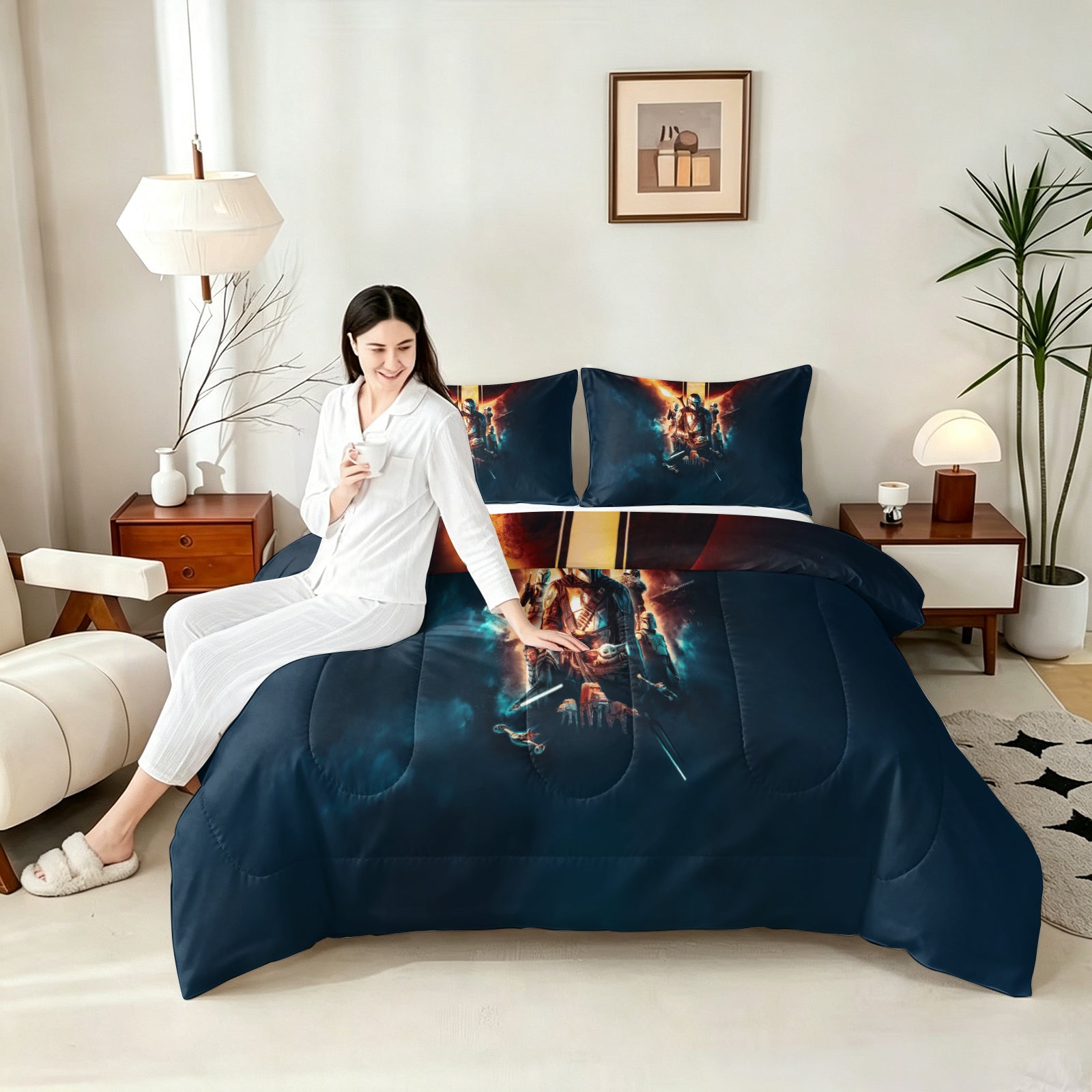 The Mandalorian And Grogu Comforter Pillowcase Sets Blanket All Season Reversible Quilted Duvet
