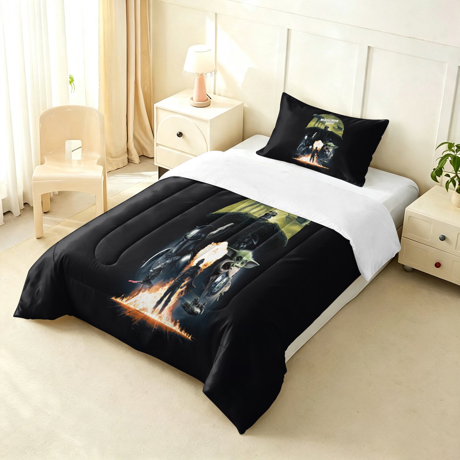 The Mandalorian And Grogu Comforter Pillowcase Sets Blanket All Season Reversible Quilted Duvet