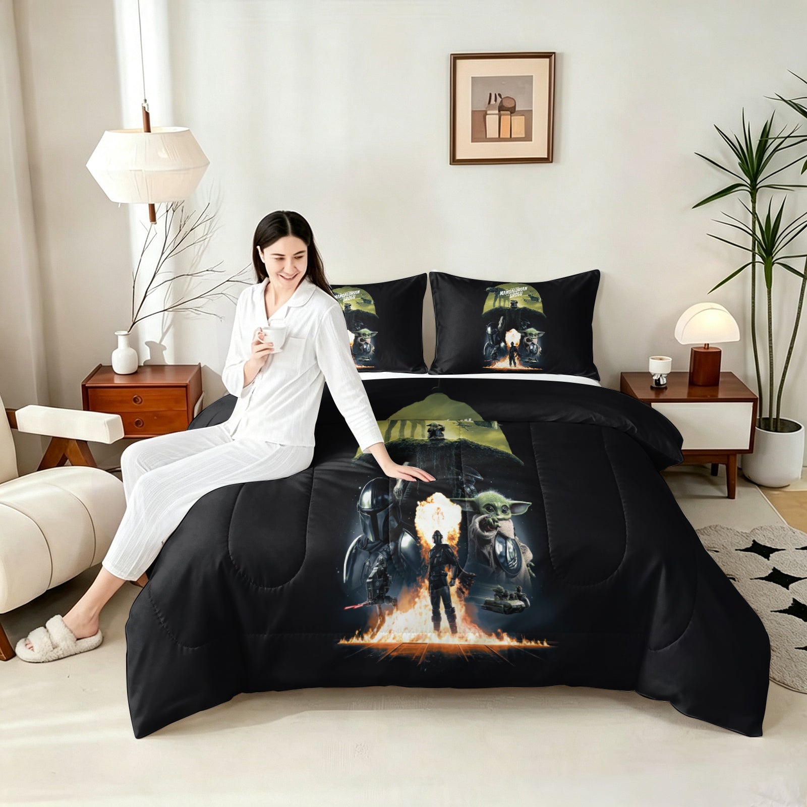 The Mandalorian And Grogu Comforter Pillowcase Sets Blanket All Season Reversible Quilted Duvet