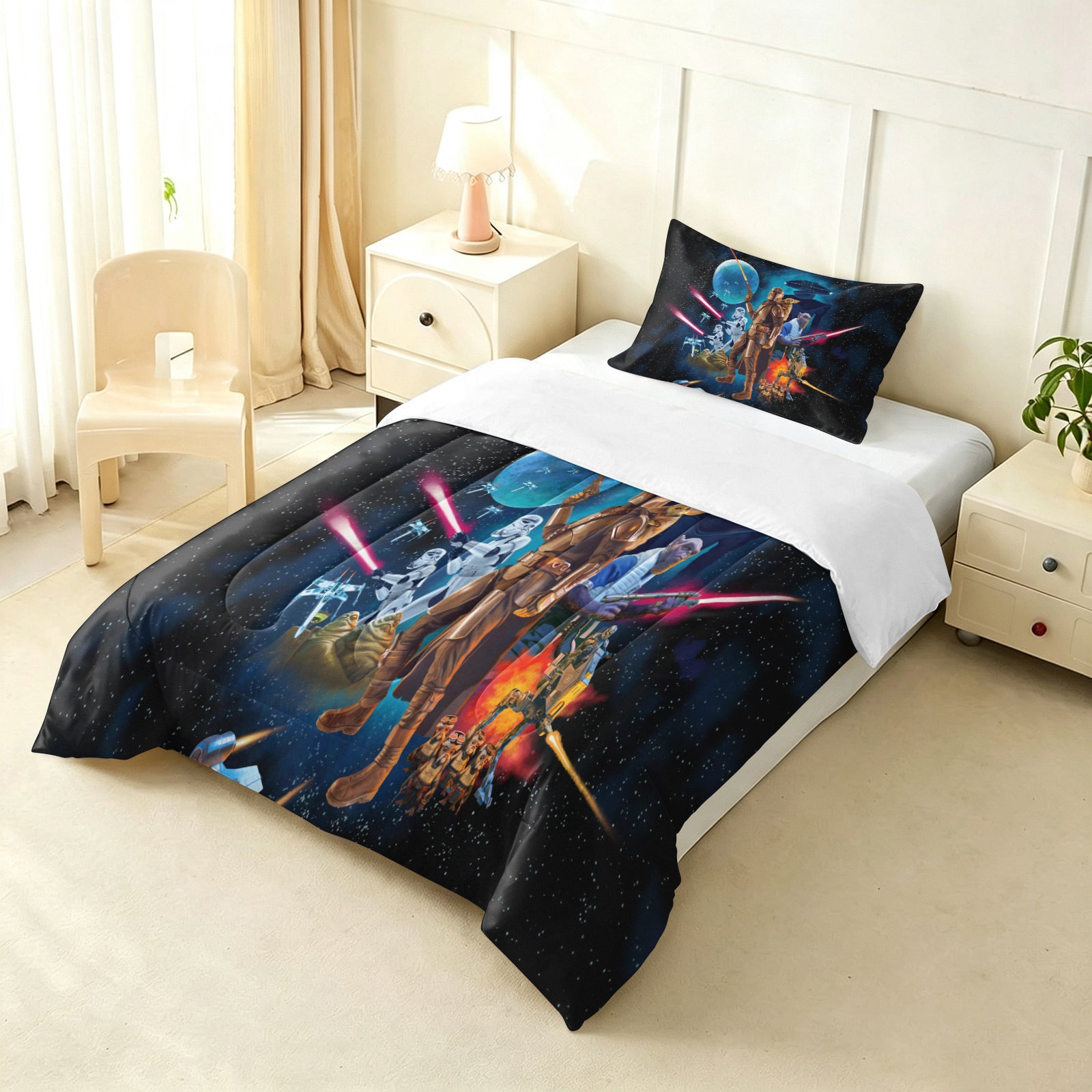 The Mandalorian And Grogu Comforter Pillowcase Sets Blanket All Season Reversible Quilted Duvet