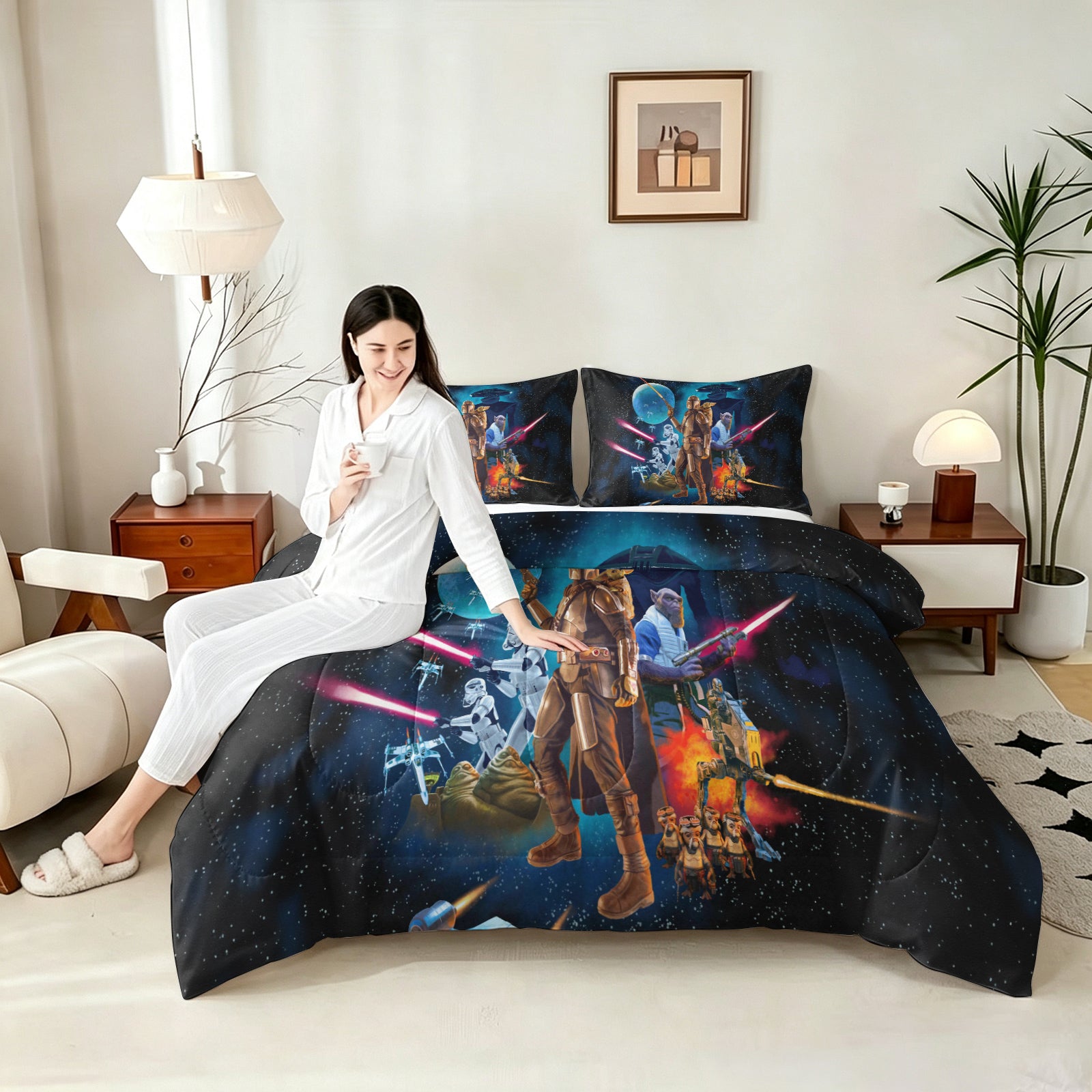 The Mandalorian And Grogu Comforter Pillowcase Sets Blanket All Season Reversible Quilted Duvet