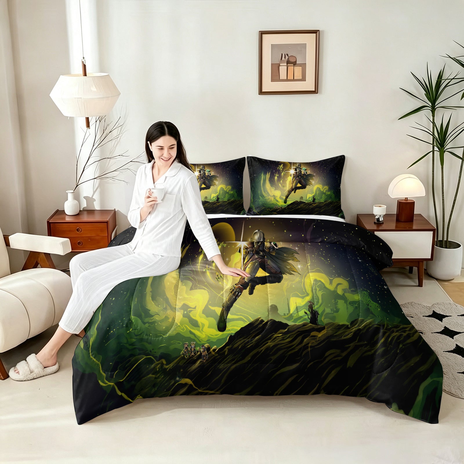 The Mandalorian And Grogu Comforter Pillowcase Sets Blanket All Season Reversible Quilted Duvet